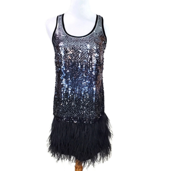 Michael Kors Sequin and Ostrich Feather New Year's Eve Party Swiftie Dress - Picture 4 of 16